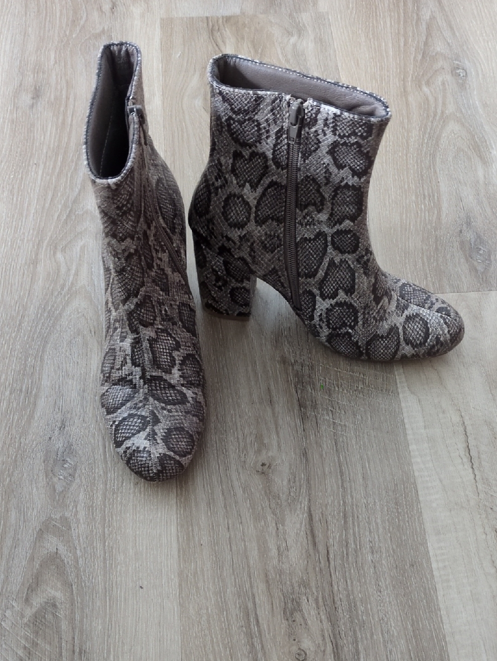 Coconuts by Matisse "Carrie" Snake-Print Ankle Boots - Gray/Brown
